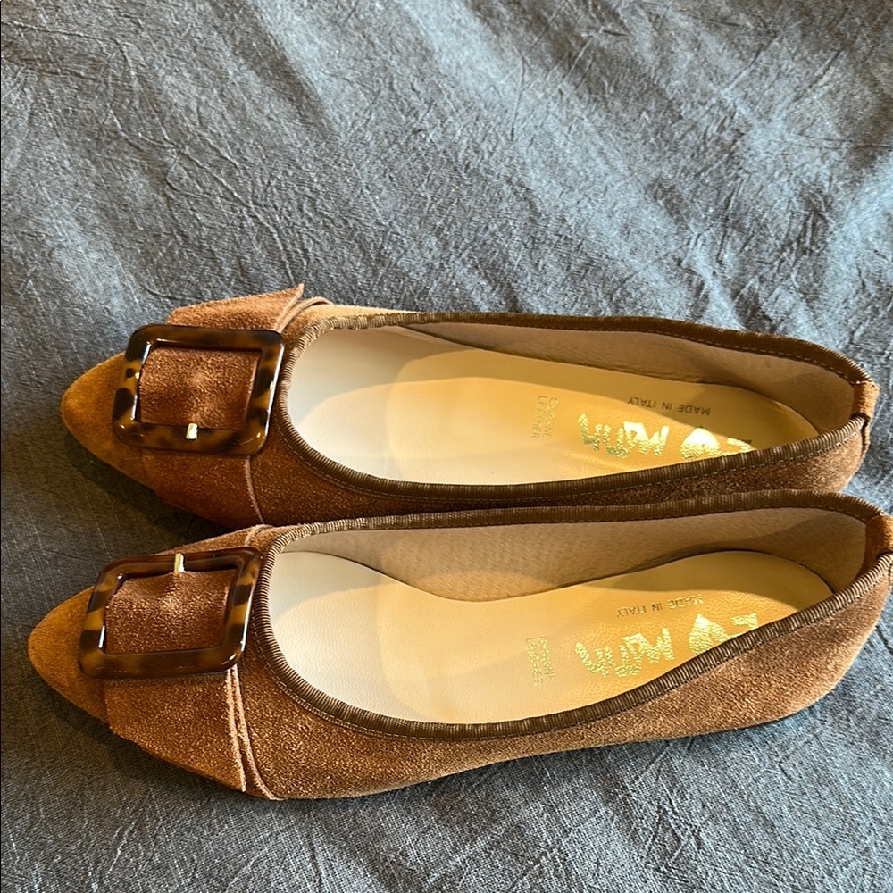 Brown Leather Loafers with Buckle Detail
